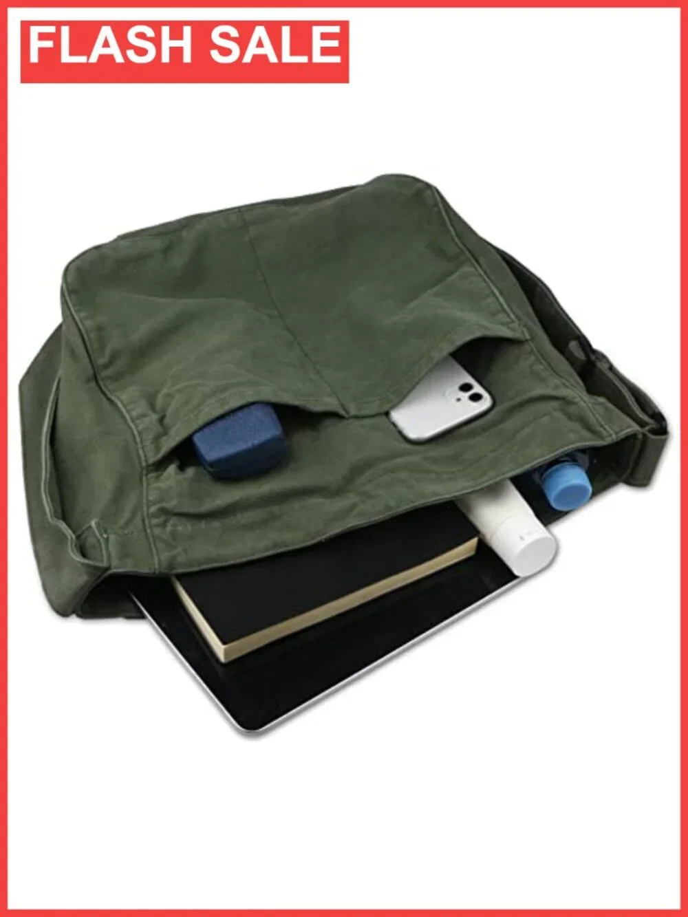 Canvas Hobo Crossbody Shoulder Tote Bag Multi-Pocket Casual Purse Messenger